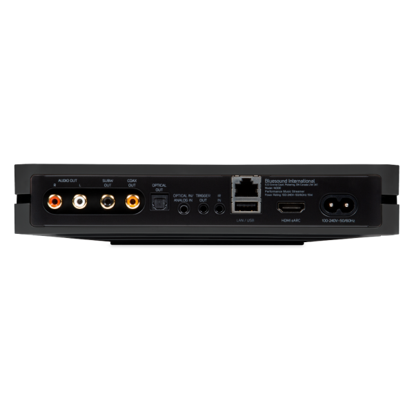 bluesound node rear view input and outputs