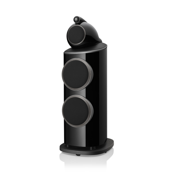 801-D4-BW-Black-floorstanding-speaker-hifi-angle-view-with-grill