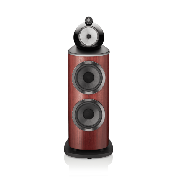 801-D4-BW-Black-floorstanding-speaker-hifi-satin-rosenut-front-view