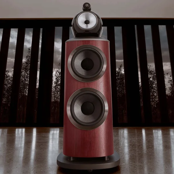 801-D4-BW-Black-floorstanding-speaker-hifi-satin-rosenut-lifestyle