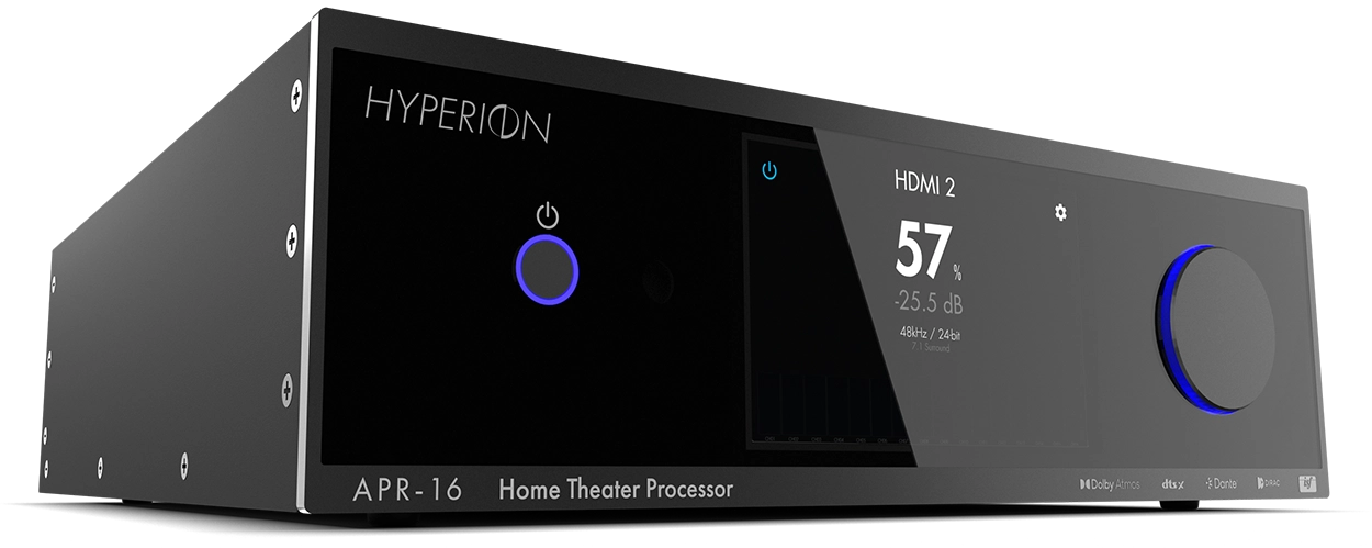 AudioControl Hyperion APR-16 immersive cinema processor, front view