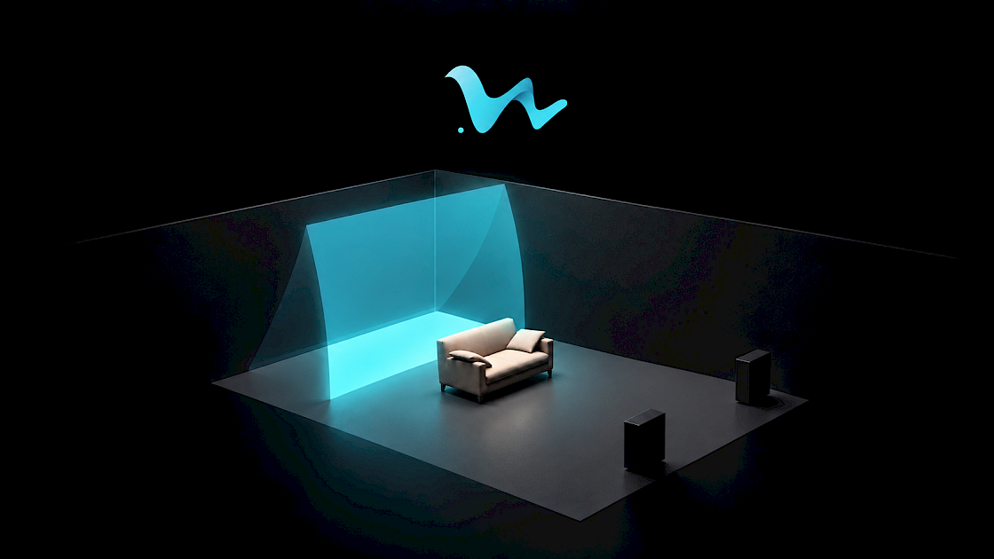 Trinnov illustration of a two-front-subwoofer WaveForming arrangement