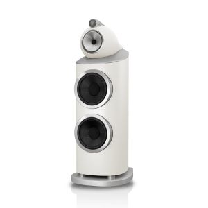 Bowers & Wilkins 801 D5 floorstanding speaker in Warm White, angled view