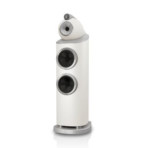 Bowers & Wilkins 803 D5 floorstanding speaker in Warm White, angled view