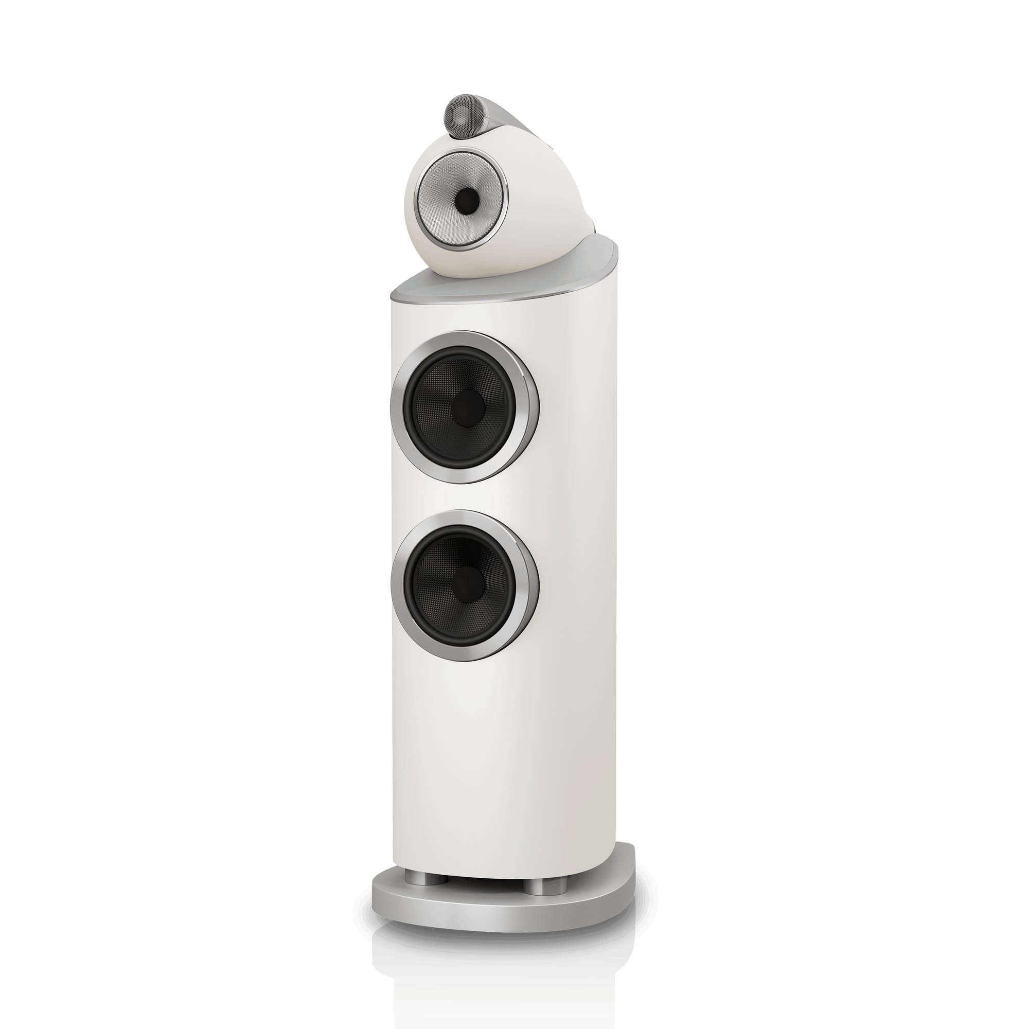 Bowers & Wilkins 803 D5 floorstanding speaker in Warm White, angled view