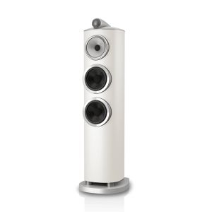 Bowers & Wilkins 804 D5 floorstanding speaker in Warm White, angled view