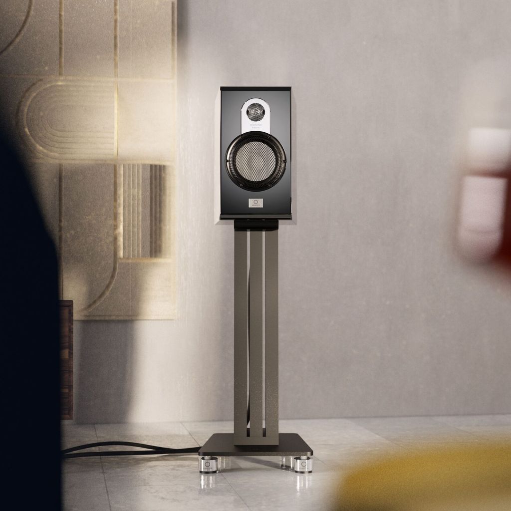 Marten Parker Duo stand speaker in black on Marten's optional stand