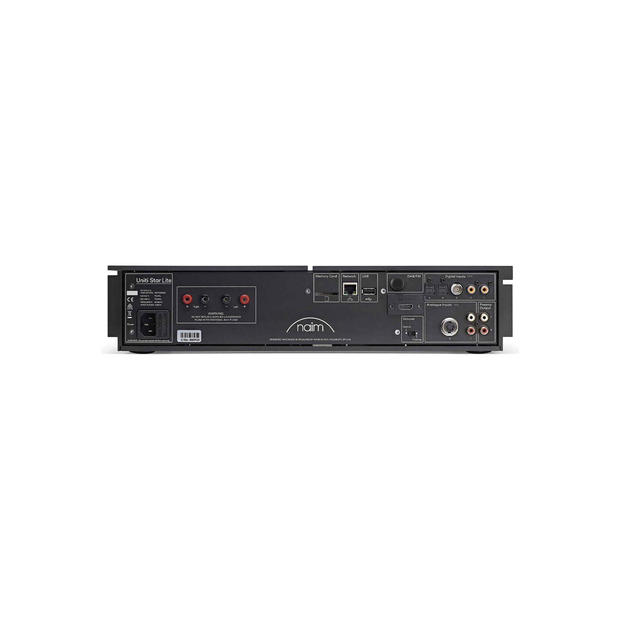Naim Uniti Star Lite streaming amplifier, rear panel connections