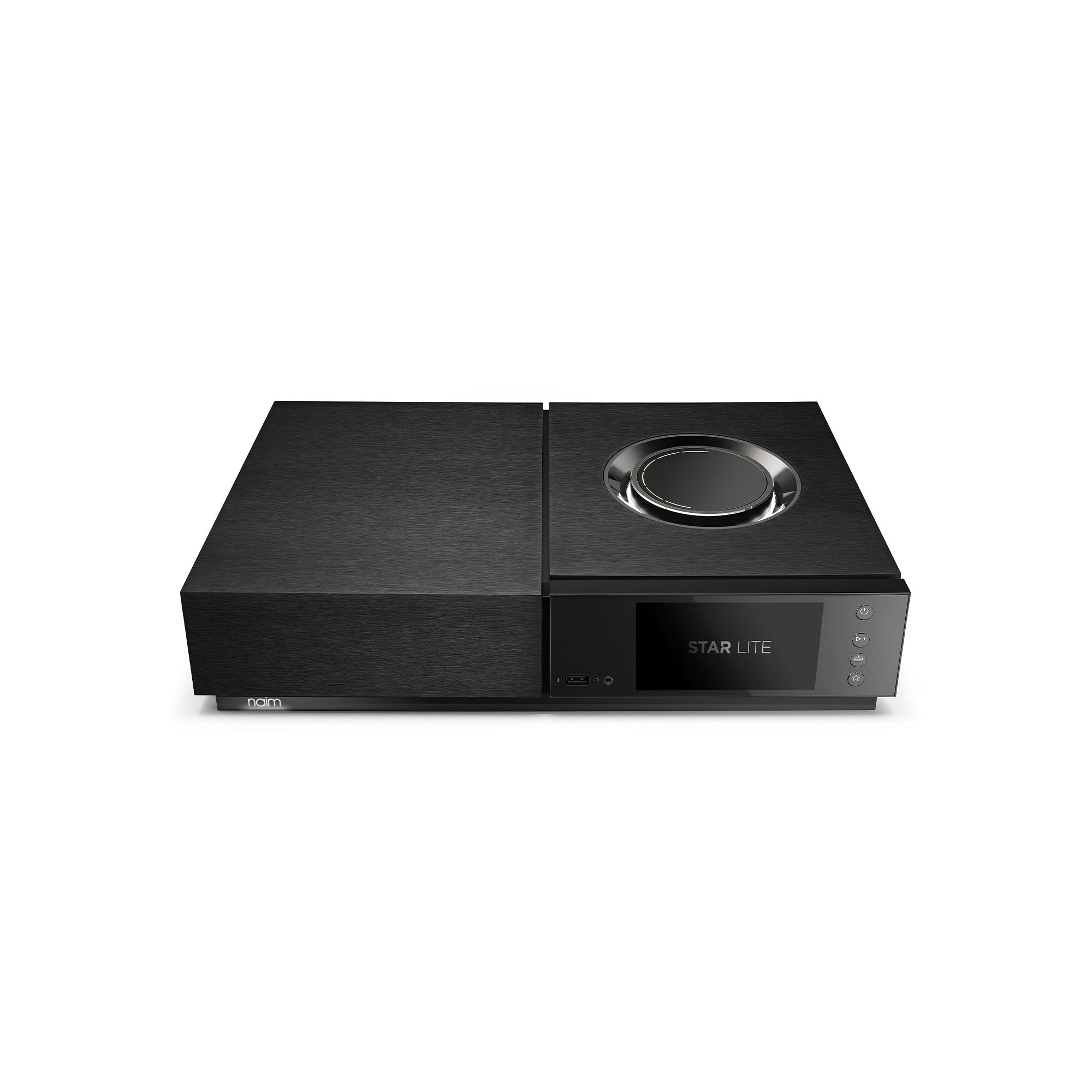 Naim Uniti Star Lite streaming amplifier seen from above, with its volume dial